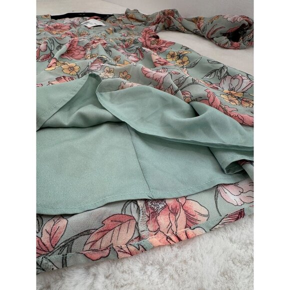 New Forever 21 Women's Size S Floral Print Cutout Waist Long-Sleeve Mini Dress - Picture 8 of 12